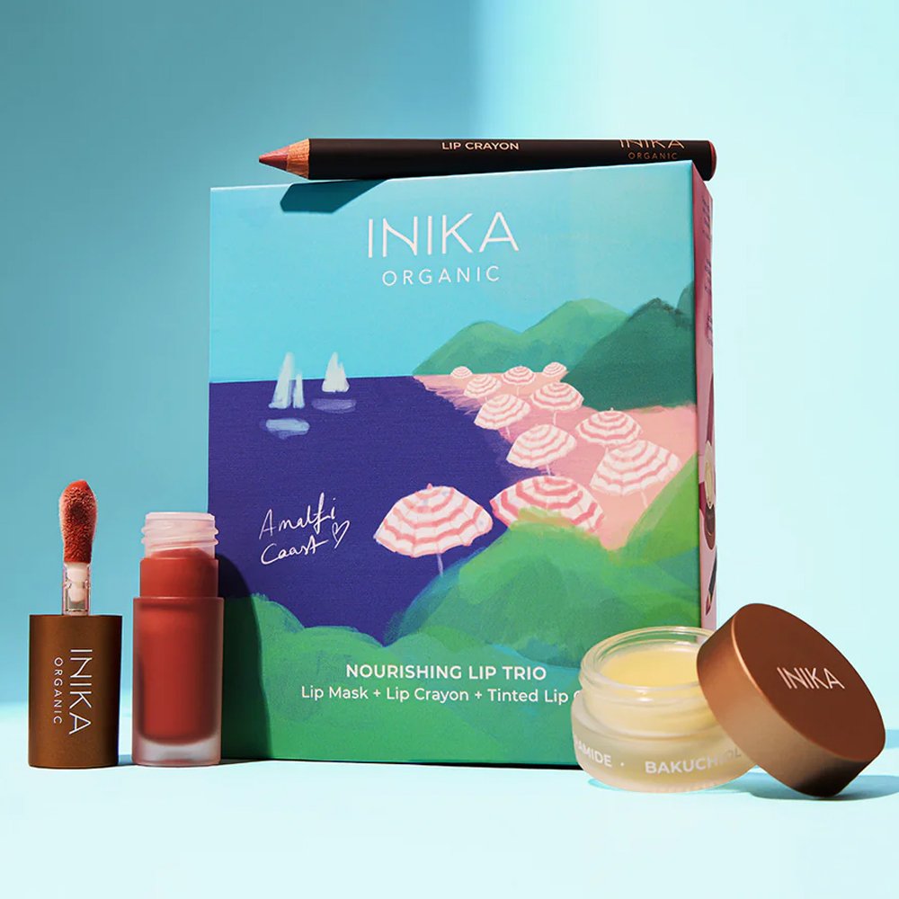 INIKA-NOURISHING-LIP-CARE-TRIO-DOVANŲ-RINKINYS Inika Nourishing Lip Care Trio dovanų rinkinys - Image 1