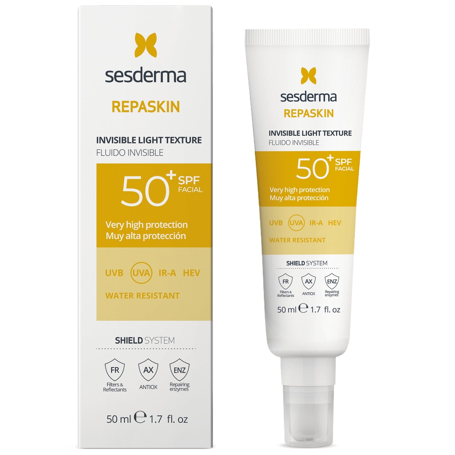 sesderma-repaskin-invisible-light-texture-fluid-spf50-50ml-new.jpg Sesderma Repaskin Invisible Light Texture apsauginis fluidas veidui SPF50+, 50 ml - Image 1