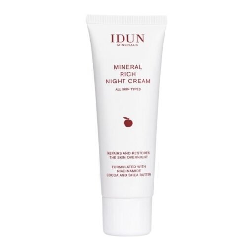IDUN Minerals atkuriamasis naktinis veido kremas su niacinamidu, visiems odos tipams, 50 ml
