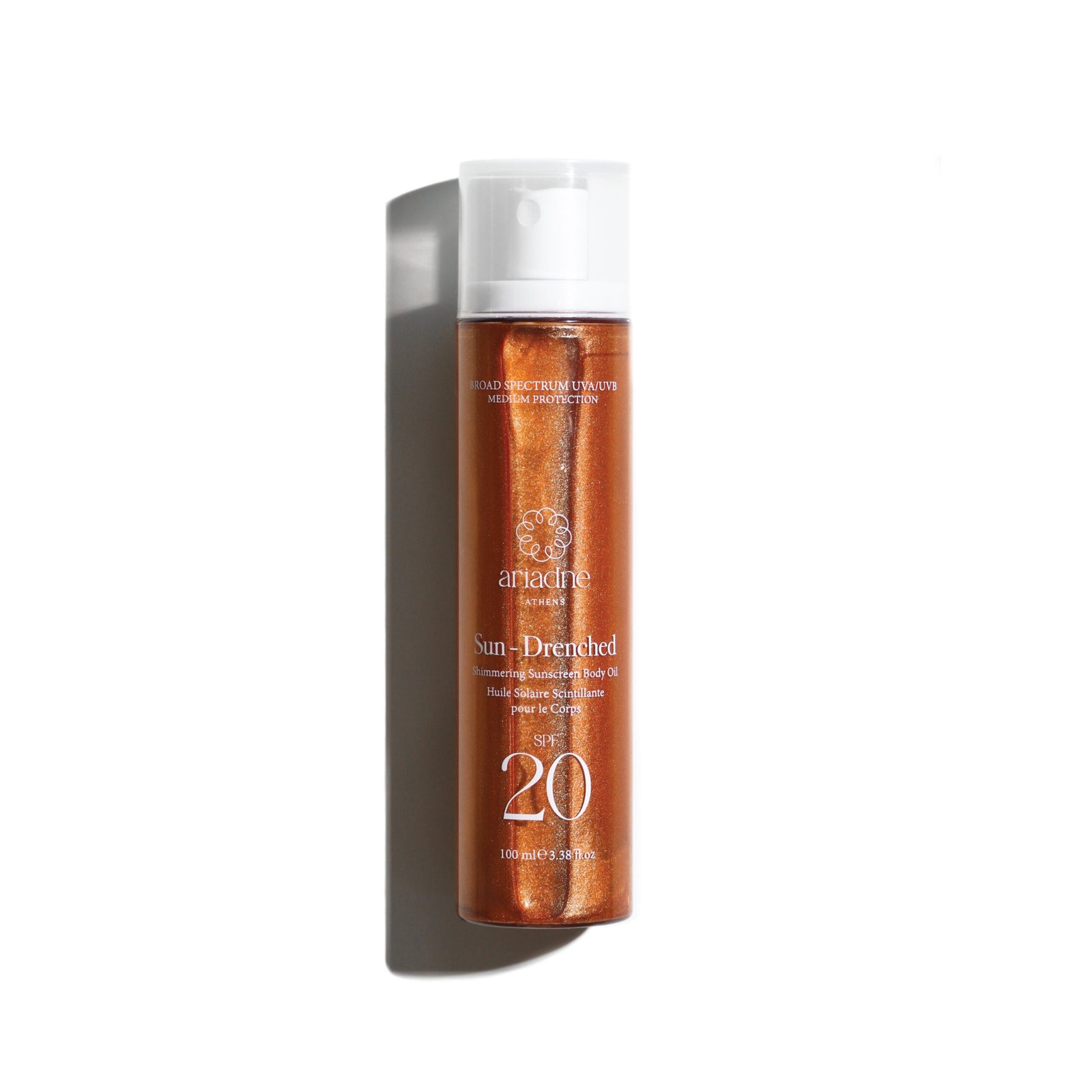 SUN-DRENCHED-20 Ariadne Athens Kūno aliejus su blizgučiu ir SPF20 Sun-Drenched, 150ml