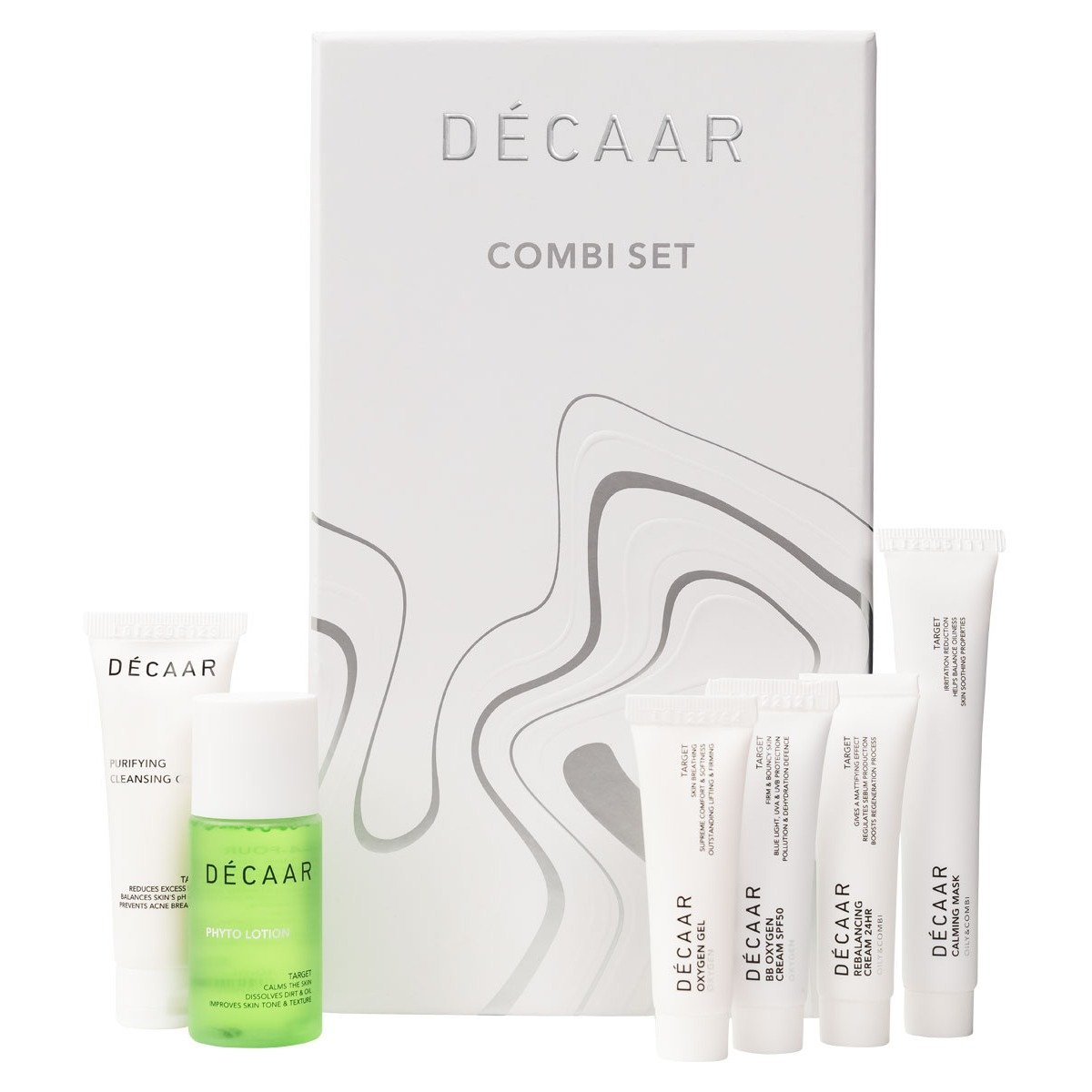 Decaar Combi Set rinkinys po procedūrų riebiai ir mišriai odai: 6 priemonės Decaar Combi Set rinkinys po procedūrų riebiai ir mišriai odai: 6 priemonės