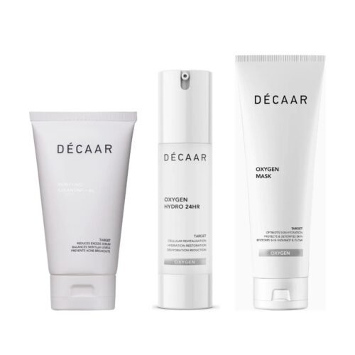 Decaar Oxygen rutina: Purifying Cleansing Gel, Oxygen Hydro Cream 24hr ir Oxygen Mask